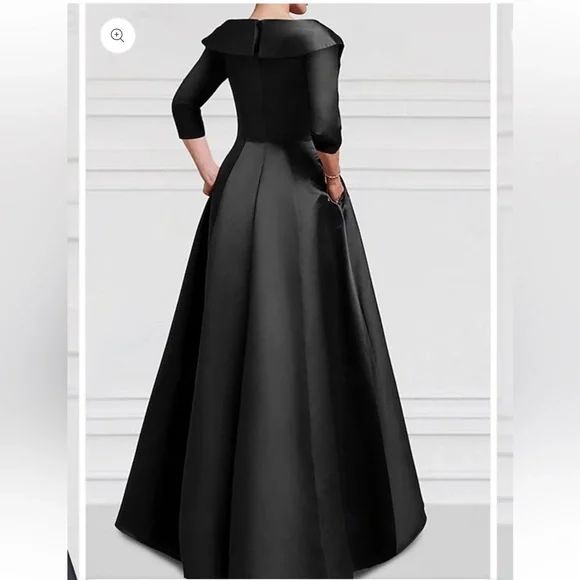 NWT Enigma Era A-Line Satin Shirt Collar 3/4 Length Long Sleeve Dress - Picture 5 of 8